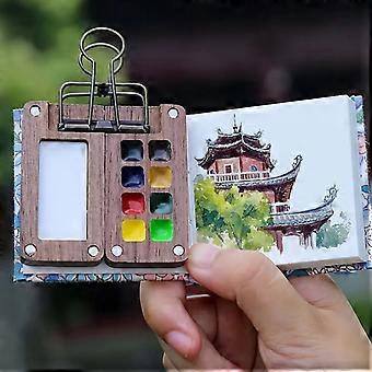 Wooden Watercolor Tiny Palette, Mini Watercolor Paint Box, Portable ...