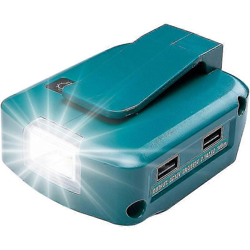 Adp05 Carivent Makita 14-18V بطارية ليثيوم أيون مصدر طاقة USB شاحن هاتف محول مع منافذ USB مزدوجة ، منفذ تيار مستمر 12 فولت