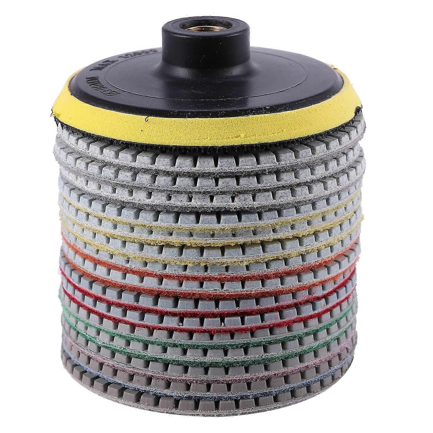 16Pcs Diamond Polishing Pads Kit 4 Inch 100Mm Wet/Dry for Granite Stone Concrete Polishing Use Grin