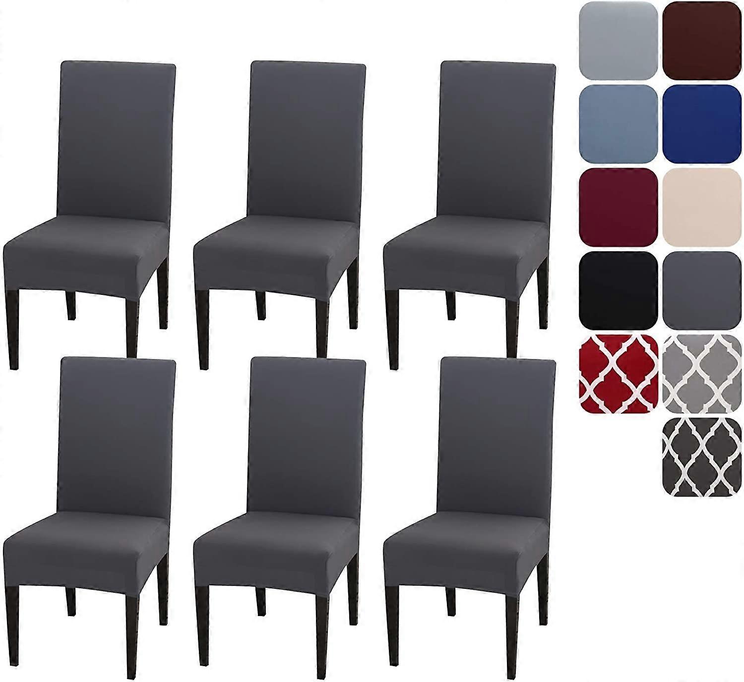 Matsalsstolöverdrag Överdrag Set med 4 eller 6, stretch avtagbar tvättbar matstolsskydd dekoration överdrag sitsöverdrag för HoteHome