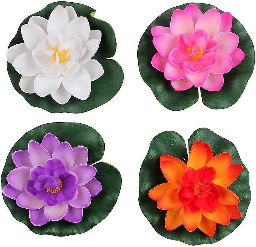 Set Of 4 Different Color Artificial Floating Foam Lotus Flower Water Lily for Home Garden Pond