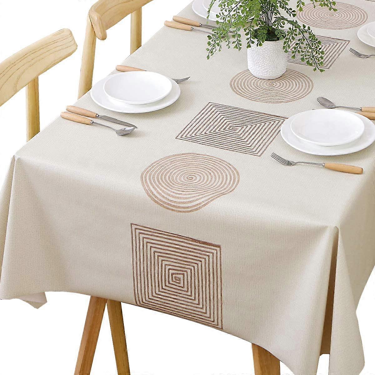 Table Cloth Wipeable Tablecloth PVC Plastic Wipe Clean Waterproof Rectangular Table Cover Protector for Kitchen Picnic Outdoor Indoor (Geometric)