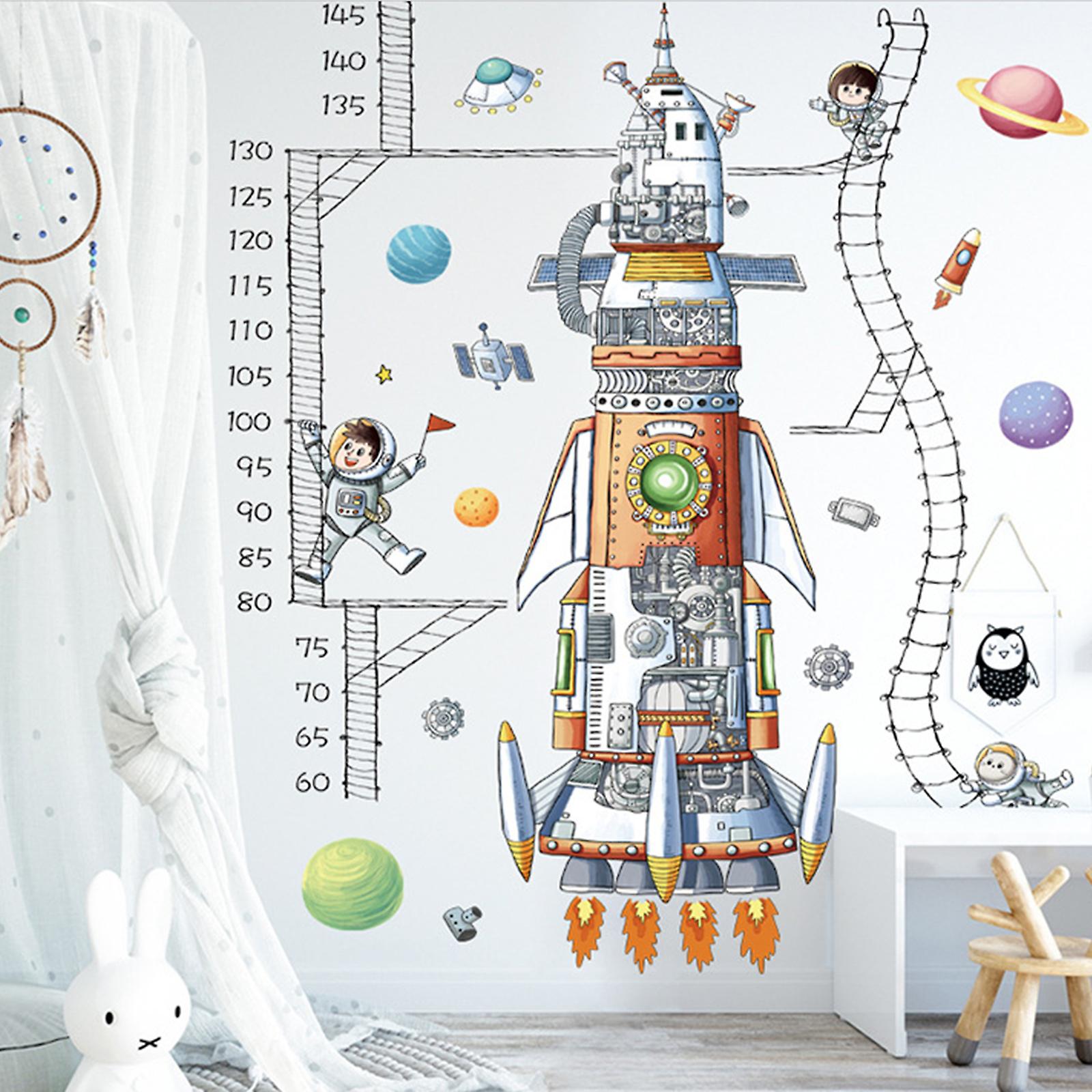 Autocolante de perete Diagramă înălțime pentru copii Baby Creștere Chart nave spațiale Astronauts Meas