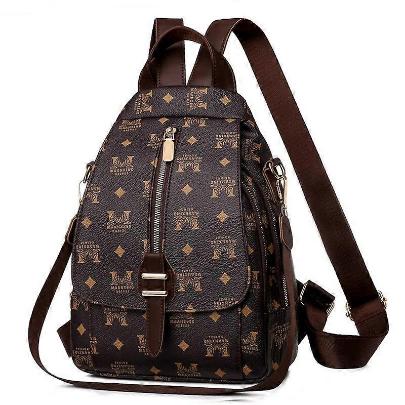 Pu Leather Rucksack Women's Korean Version Of Soft Leather Backpack Fashion Simple Multi-Purpose Messenger Chest Bag Women's Bag