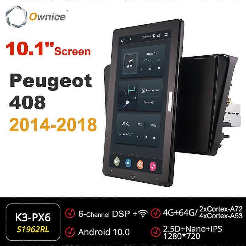 Tesla style PX6 13.3" Android 10 Car DVD Player Auto Rotatable 1920*1080 Nano DSP GPS Navigation For Peugeot 408 2014-2016 Radio