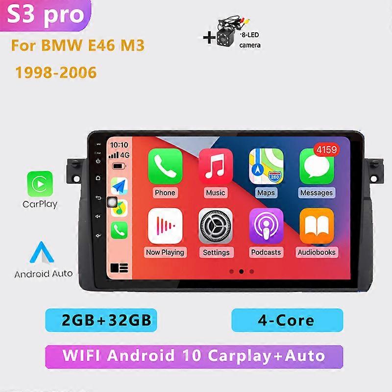 2DIN Android 10 Car Radio Multimedia Player Carplay Auto GPS navigation for BMW E46 M3 Rover 318/320/325/330/335 1998 1999-2005
