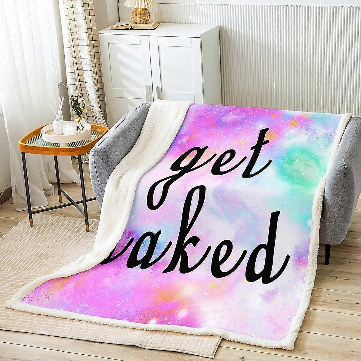 Sexy Lips Plush Blanket Funny Get Naked Sherpa Blanket for Couple Lover Kiss Fleece Throw Blanket White Red Woman Mouth Pattern Decor Fuzzy Blanket fo