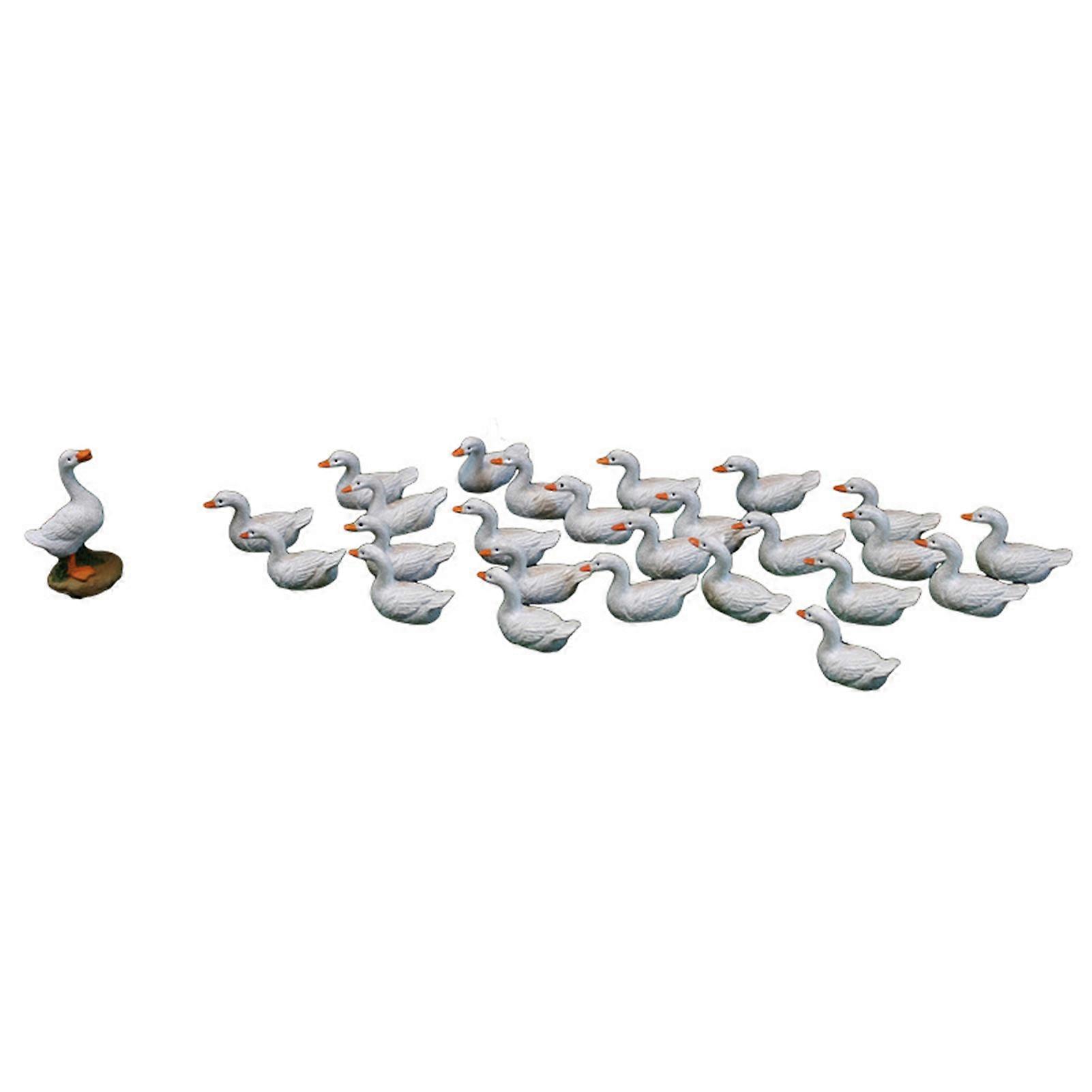 26Pcs Duck Figurines Simulation Micro Landscape Resin Miniature Ornament Duck Figures Miniatures Garden Supplies QingHai