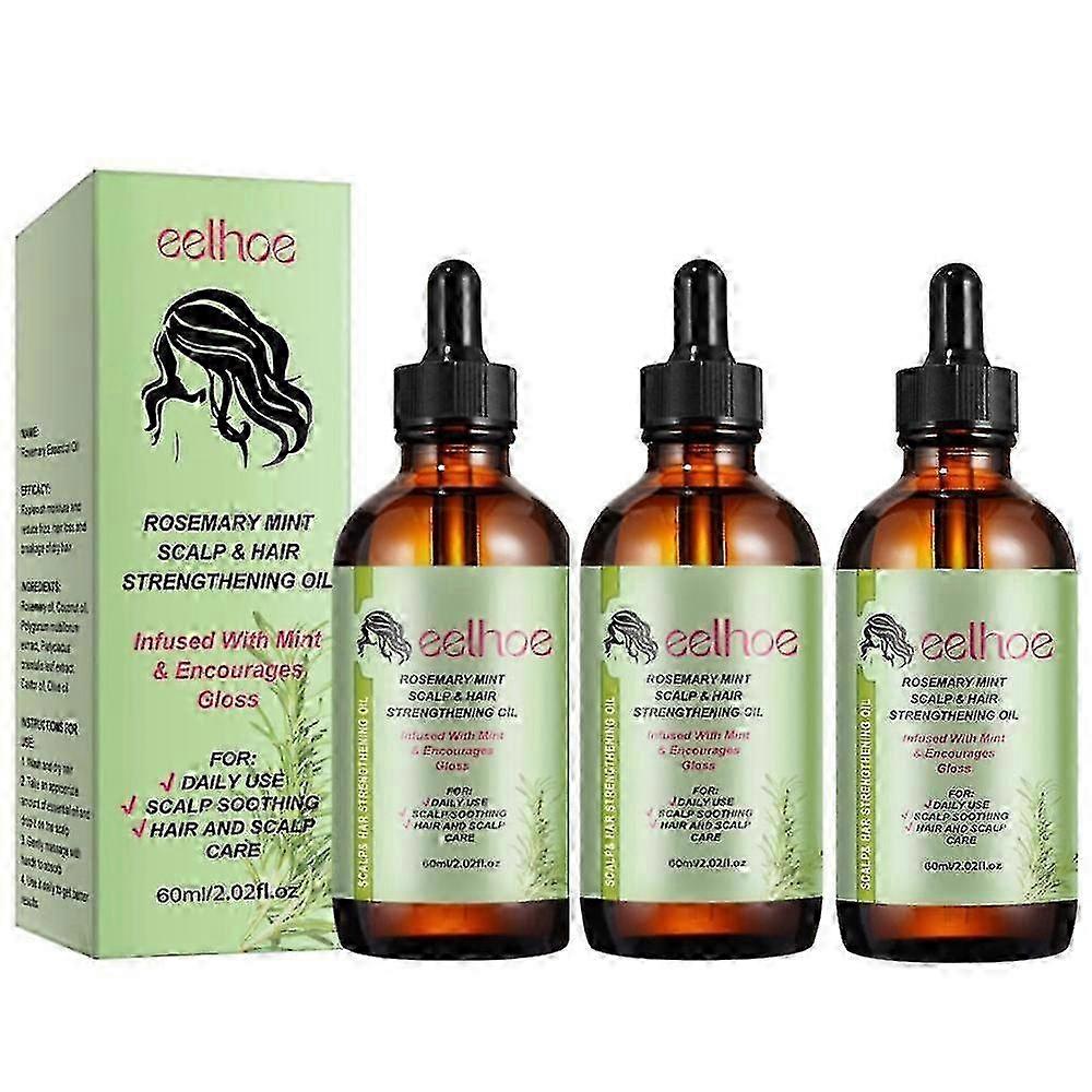1-3Pack αιθέριο έλαιο ανάπτυξης τρίχας τρίχας δενδρολίβανου μέντας που τρέφει τη θεραπεία ενίσχυσης μαλλιών για τα σπασμένα άκρα και τα ξηρά μαλλιά