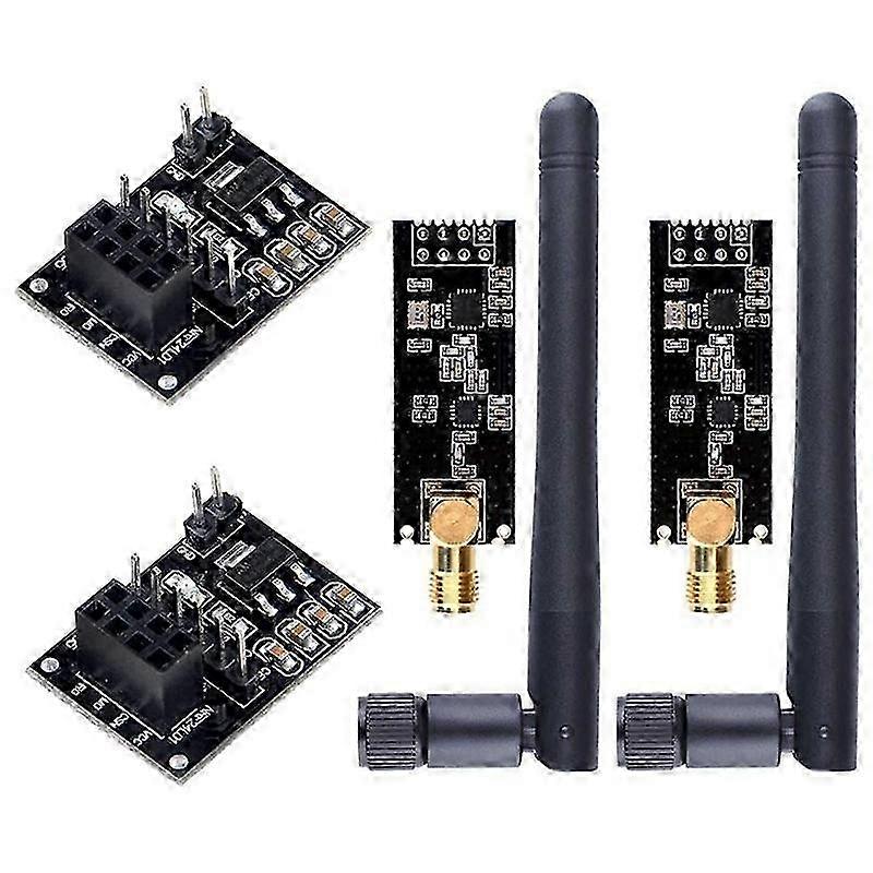 2 Stück NRF24L01 + PA + LNA HF-Transceiver-Modul mit SMA-Antenne 2,4 GHz 1100M + NRF24L01 Wireless-Modul