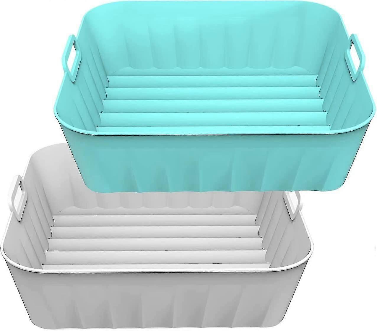 Pentola in silicone della friggitrice ad aria quadrata da 2 pezzi, fodere per friggitrici ad aria in silicone riutilizzabili adatte da 4 a 7 Qt, accessori per friggitrici ad aria