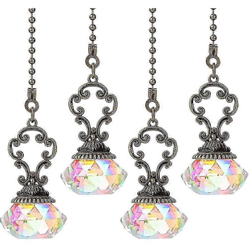 4 Pieces Artificial Crystal Ceiling Fan Pull Chains Pull Chain Extension with Connector suitable for Light C