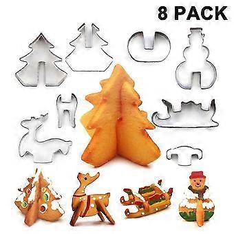Christmas Stainless Steel 3D Cookie Cutters Set Cookies...