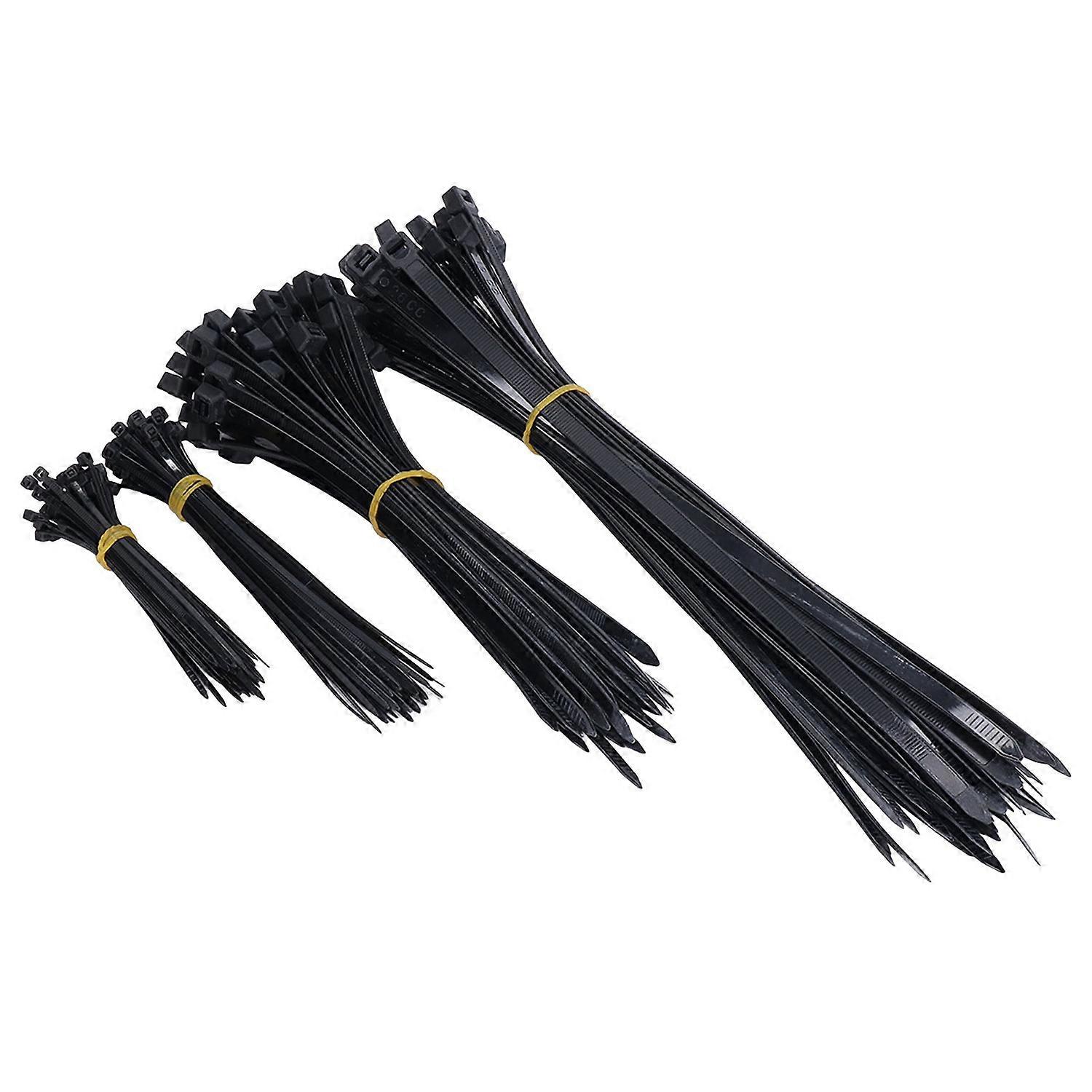 200Pcs Heavy Duty Cable Ties Assortment Zip 4 6 8 12in Assorted Sizes 18 120lb Tensile Strength Blac