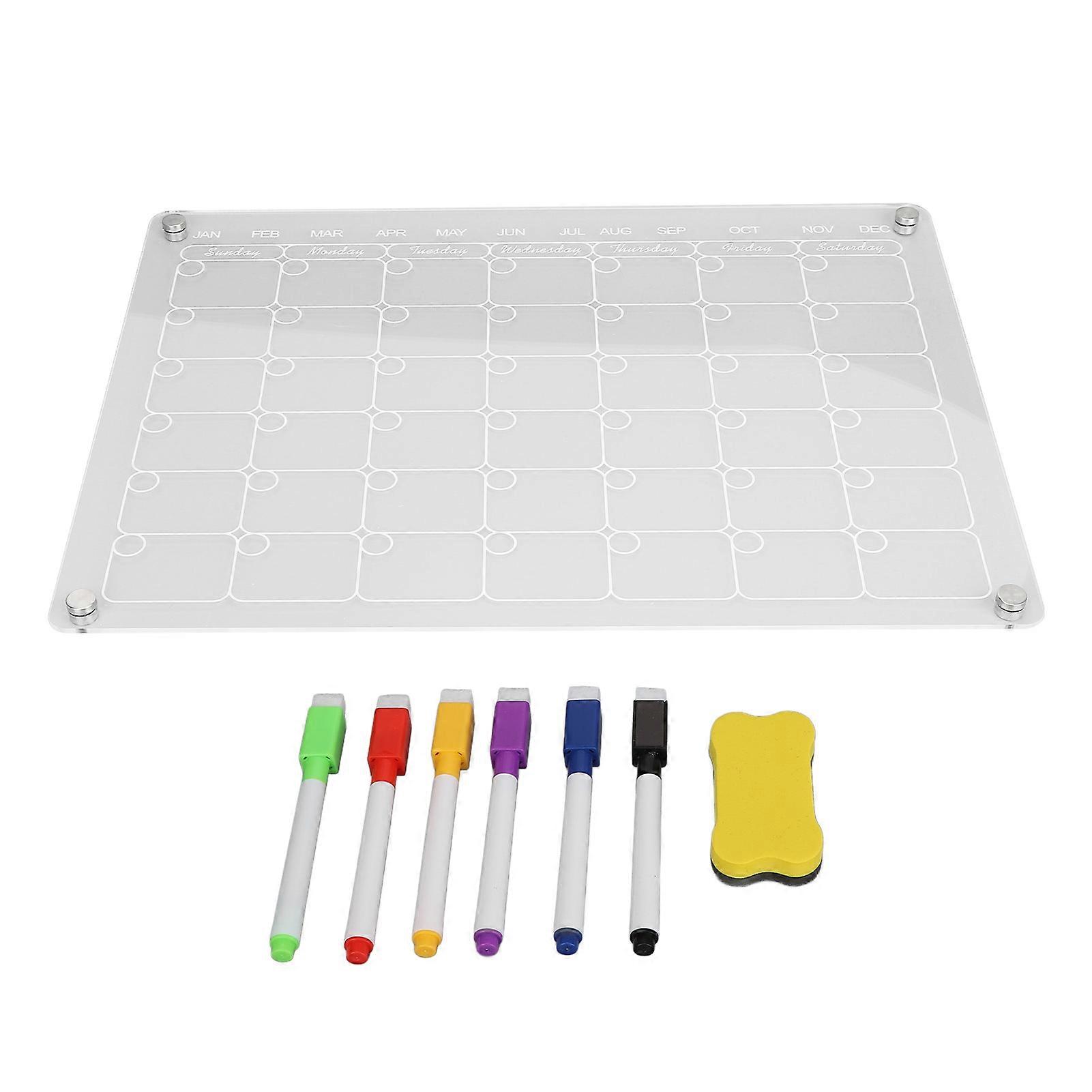 Magnetic Calendar Board Leave Words Refrigerator Dry Erase Board with 6 Markers Eraser for Alzheimer Patients