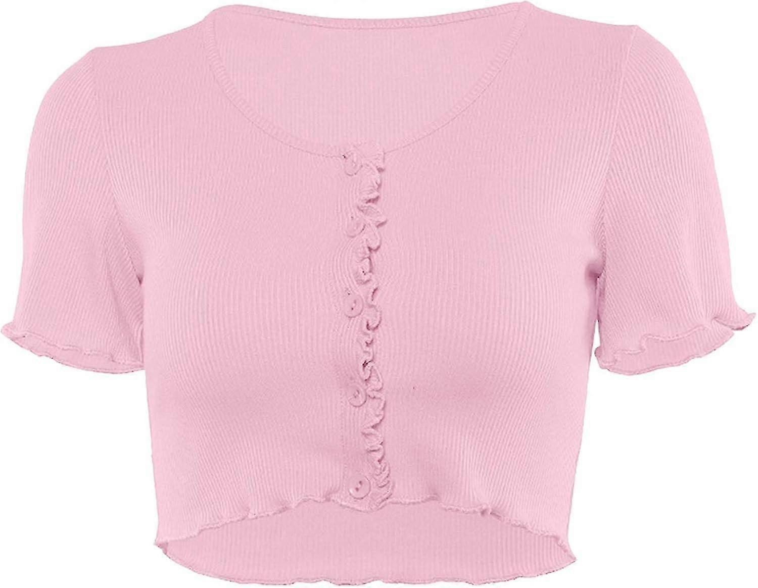 Tank Crop Tops Women Button Knitted Short Sleeve