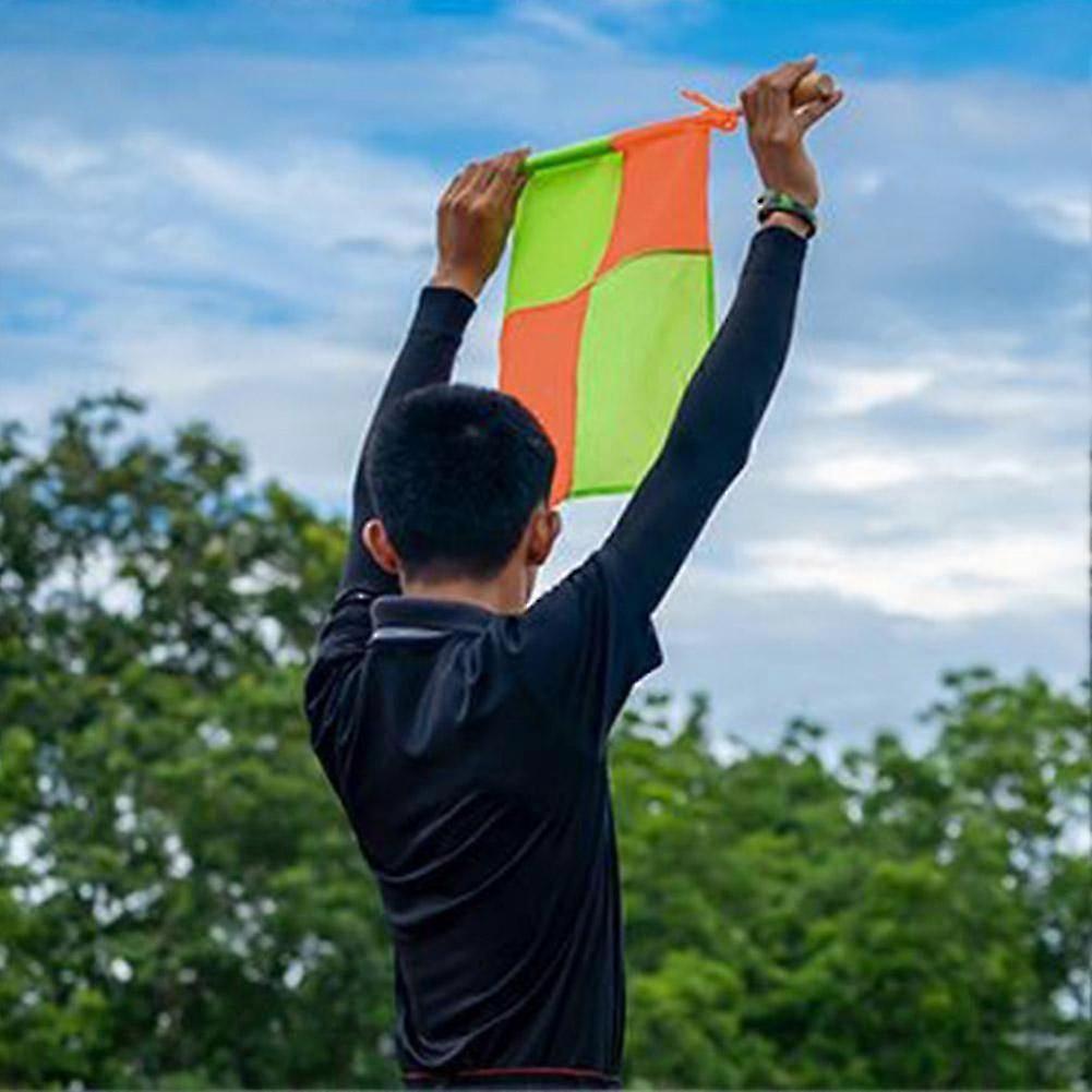 Soccer Referee Kit 2 Pcs Checkered Linesman Soccere Flags, Red Yellow Ref Cards