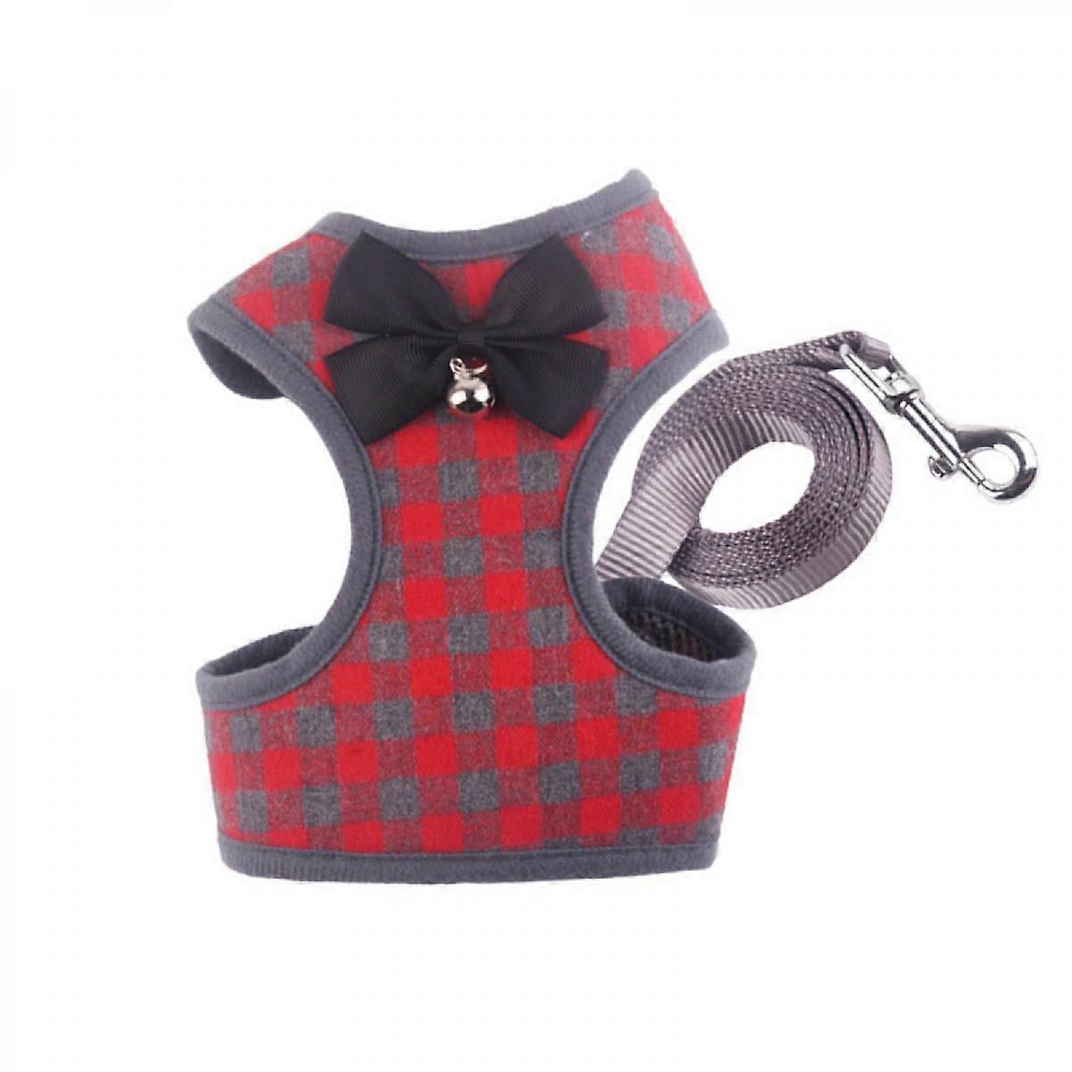 Small Dog Harness and Leash Set - No Pull Pet Harness with Soft Mesh Nylon Vest for Small Dogs and Cats Red L