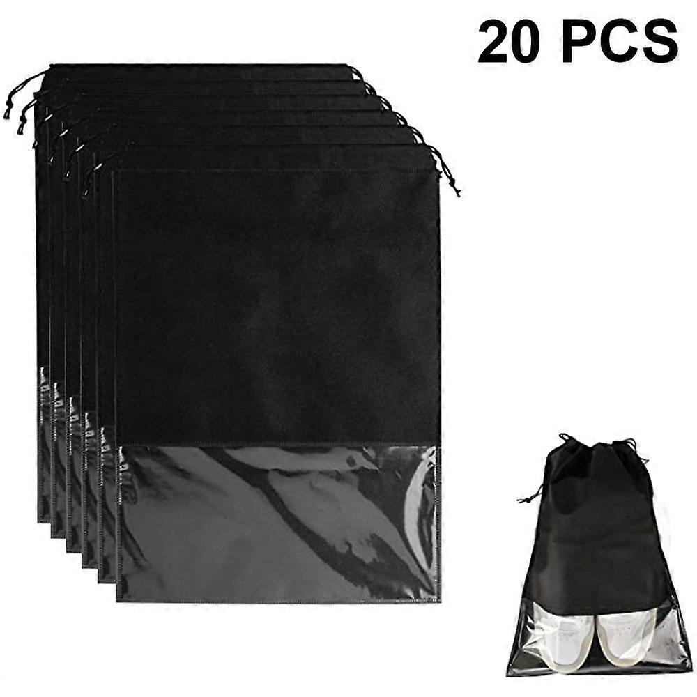 Storage Organizer, Non-Woven Fabric Travel Shoe Bag With Sophisticated Design, Portable And Space-Saving, Drawstring Closure And Clear Window,