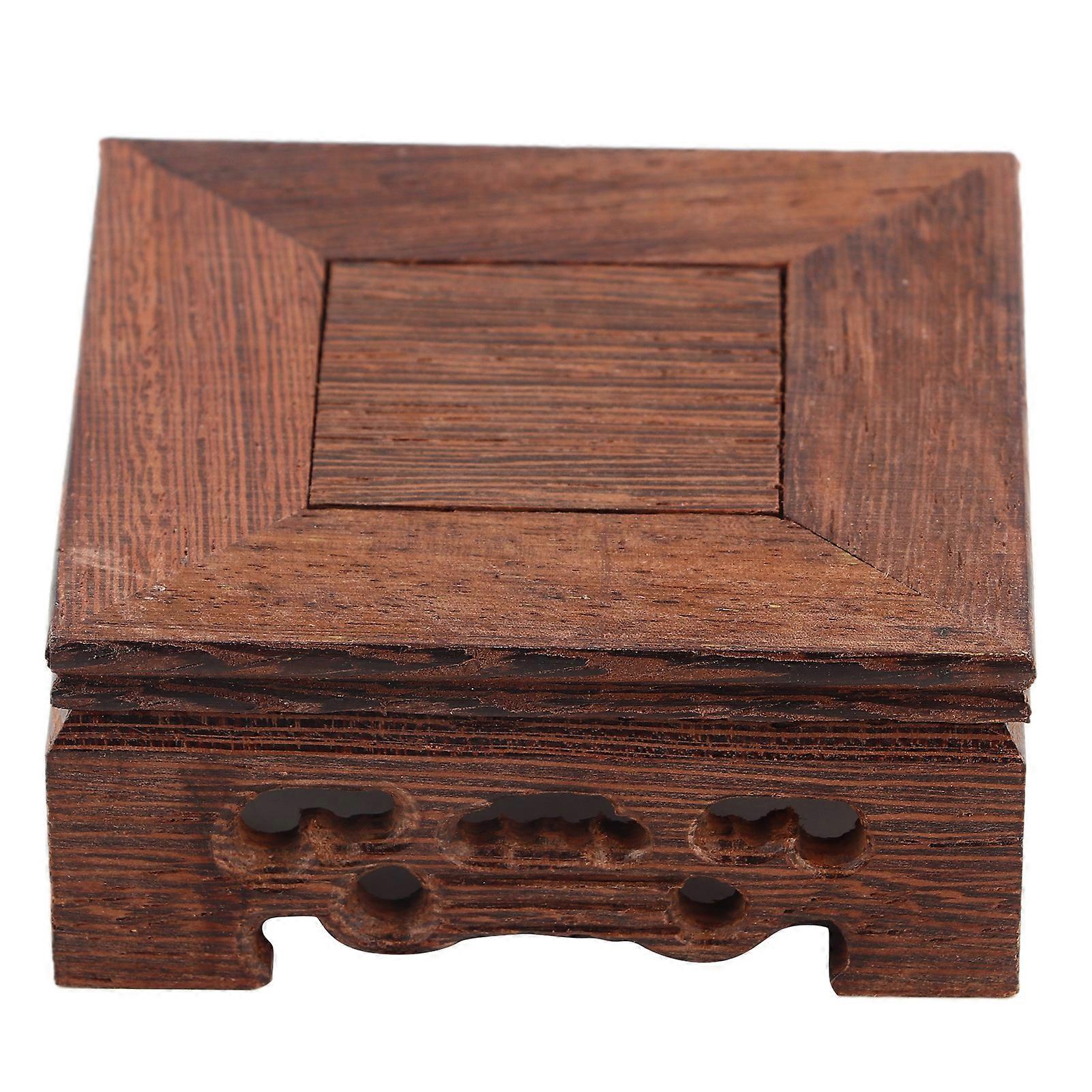 Artisanal Solid Wood Display Stand Retro Square Teapot Base