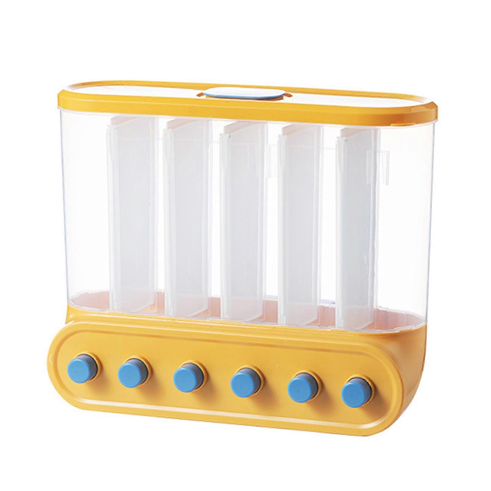 Multi-function Separate Grain Storage Container Rice Dispenser Container Wall-Mounted Kitchen Classified Food Storage Yellow