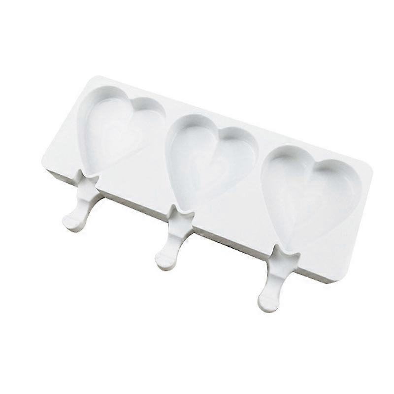 3-Cavity Heart-Shaped Silicone Popsicle Mold For Ice Cream And Chocolate Desserts, Silicone Popsicle Tray