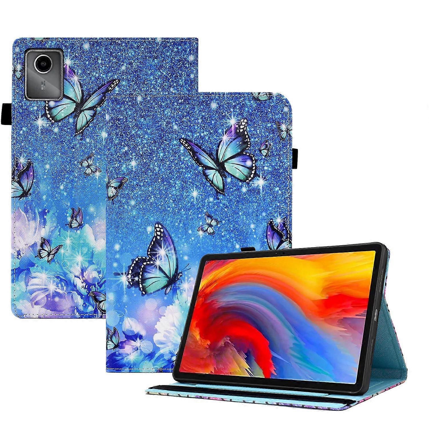 Colored Drawing Stitching Elastic Band Leather Smart Tablet Case