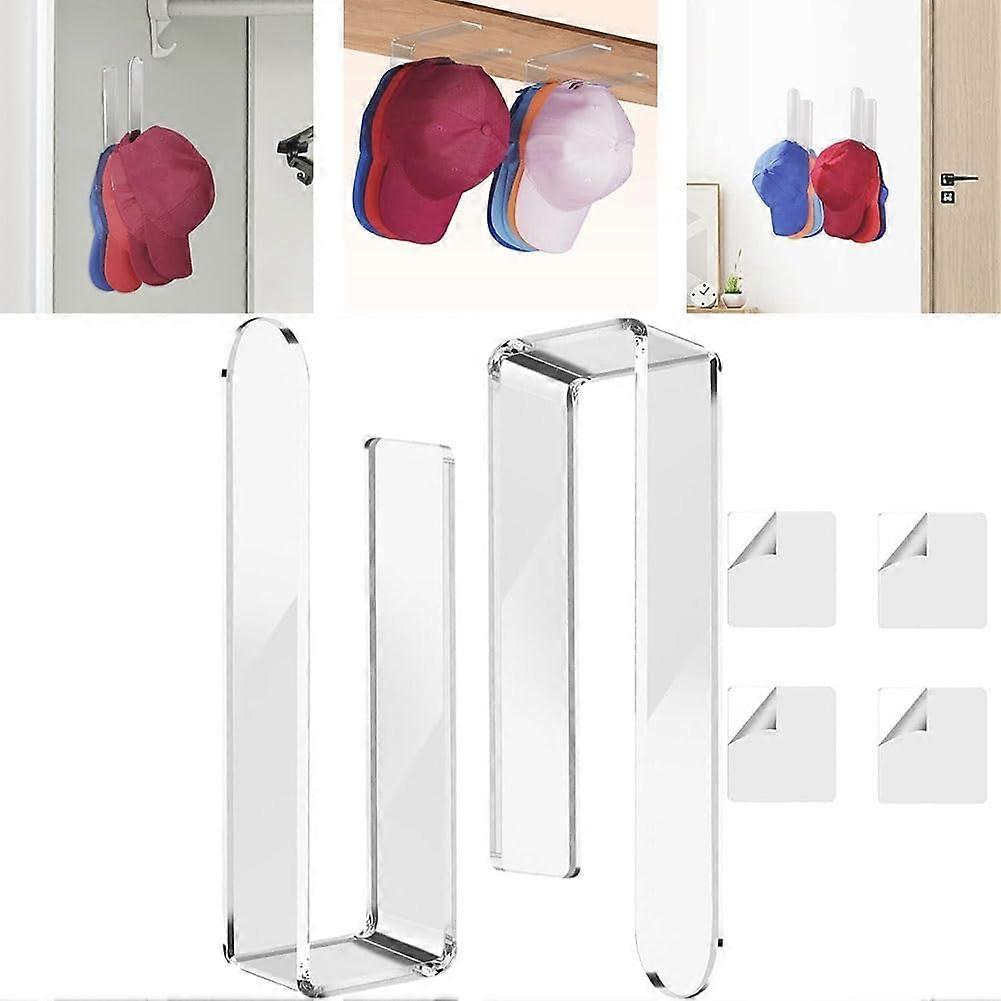 Solid Acrylic Wall-Mounted Hat Hooks - 2 Multi-Purpose Baseball Cap Holders, Durable and Stylish Hat Organizer