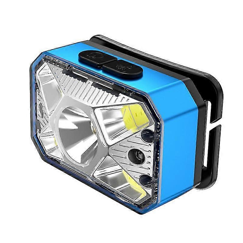 Headlamp led work headlight flashlight outdoor cobusb charging induction(Blue)