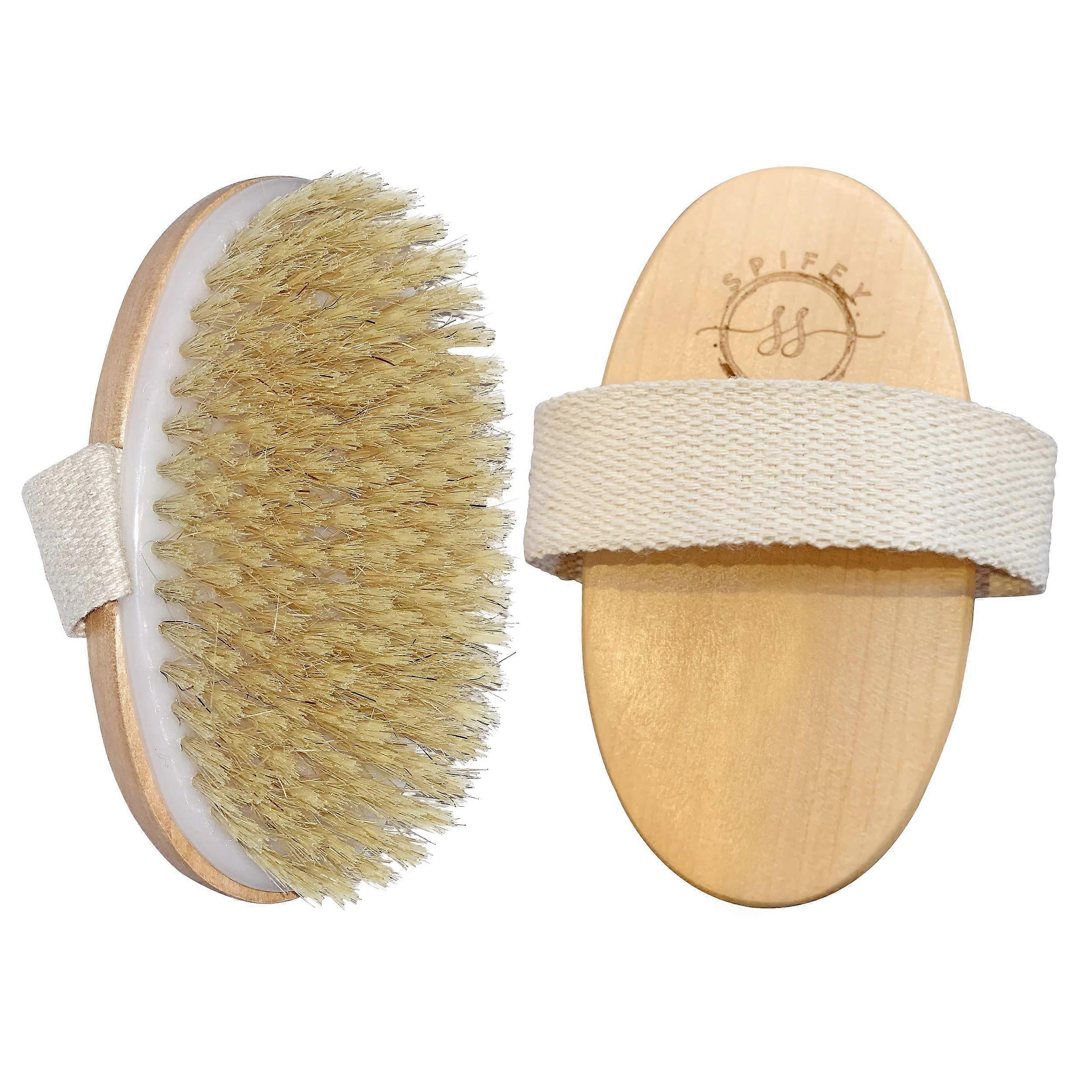 Medium Soft Natural Bristle Body Brush for Gentle Scrubbing and Exfoliating, Eco-Friendly Bathing Tool