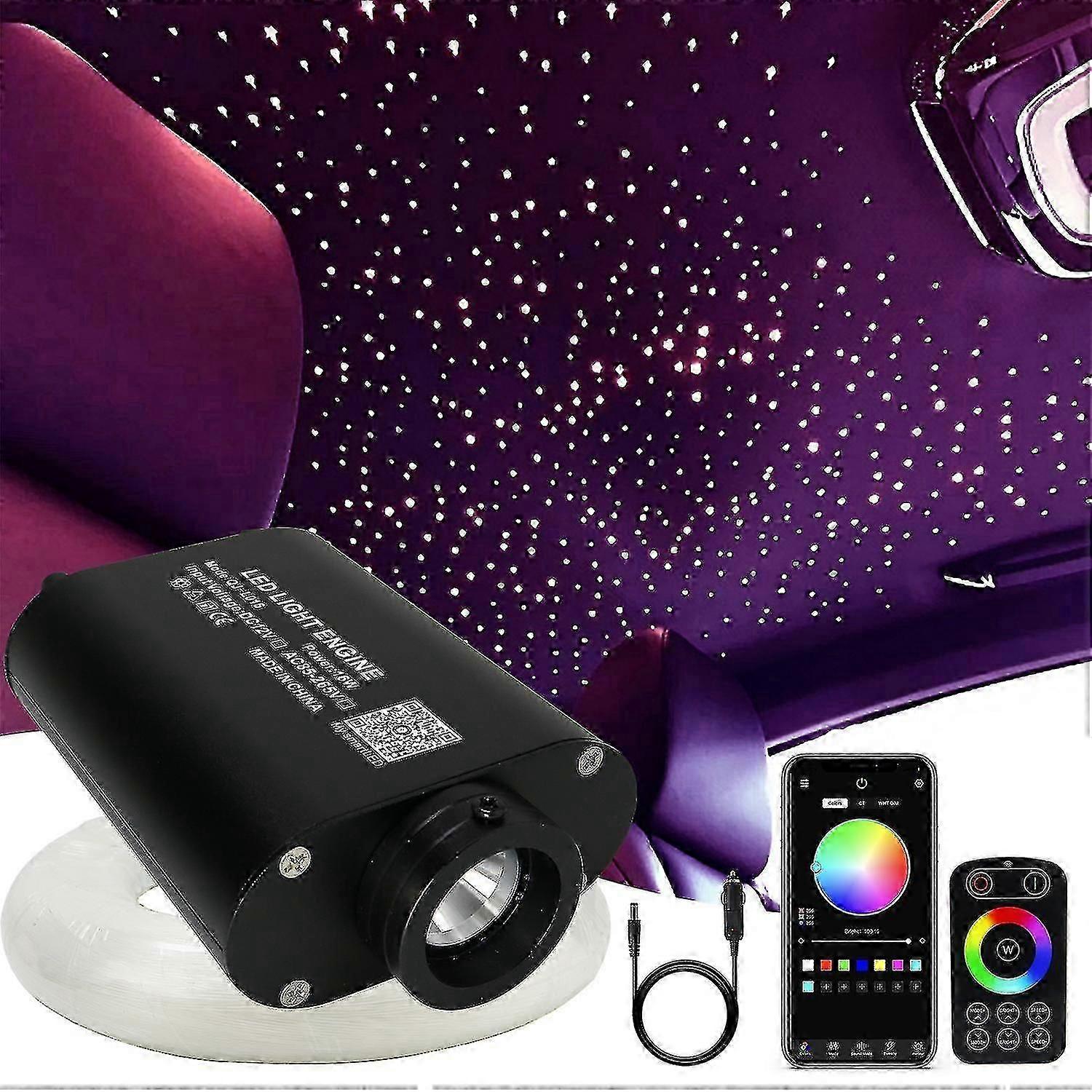 Dc12v 16w Rgbw Lumière d’étoile de toit de voiture Led Plafonnier de ciel étoilé Accessoires automatiques Lampe Touch Rf Étoile de toit Lumière de fibre optique