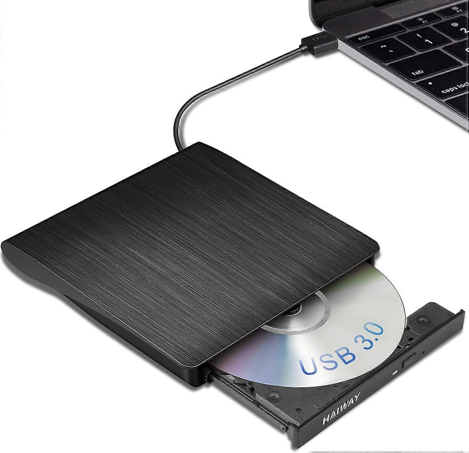 Ultra-Thin External CD DVD Drive, Upgrade Usb3.0&Type-C For Multi-Purpose Use In Home Office Or On-The-Go, With High-Speed Data Transmission And Wide