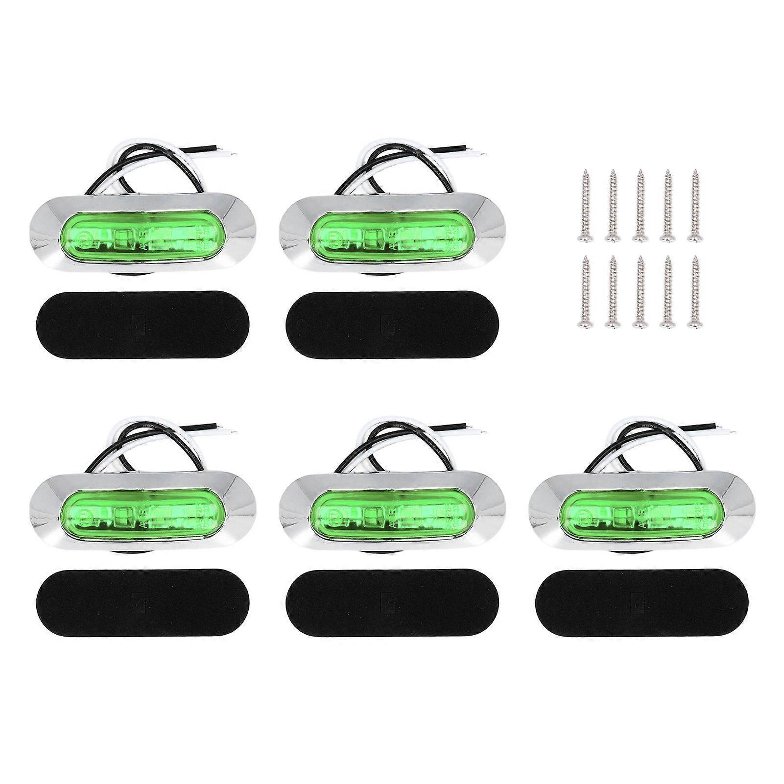 5 Sets LED Marker Light IP67 Waterproof Super Bright Side Turn Signal Light for Vehicle Marine DC10‑30V Green