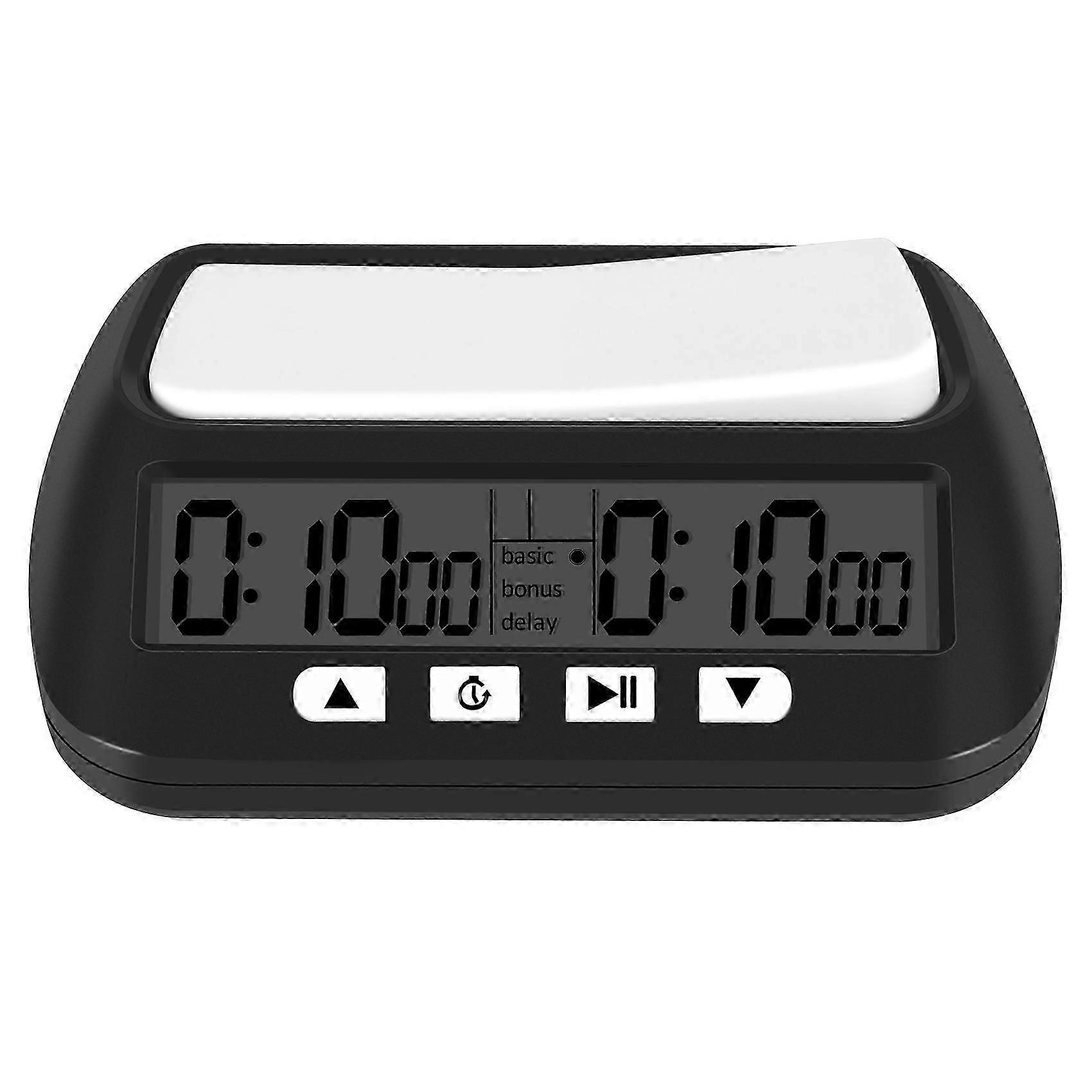 Schachuhr, digitaler Schach-Timer, Spiel-Timer, tragbare 3-in-1-Mehrzweck-Profi-Uhr schwarz