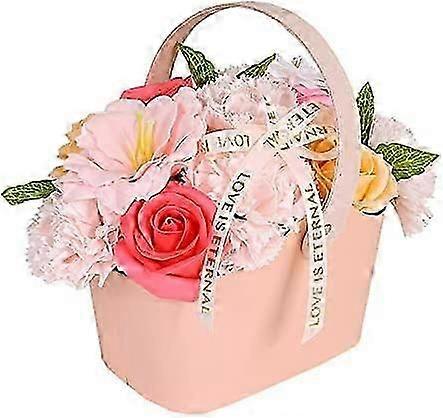 Seifenblumenstrauß mit Korb, Kunstseifenblumen-Geschenkbox, Seifenblumenbox (Rosa)