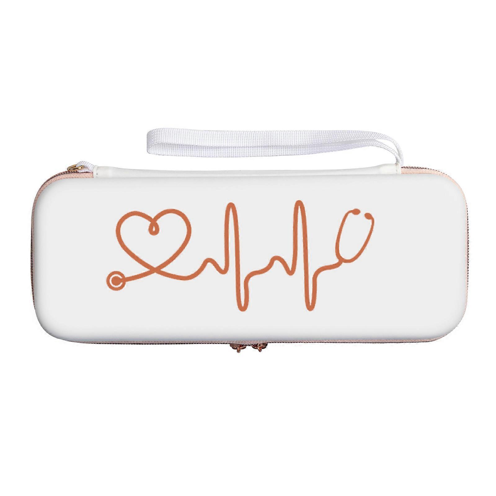 Protective Hard Shell EVA Stethoscope Organizers Case Bag With Double Zippers And Removable Wriststrap for Nursing Tool White
