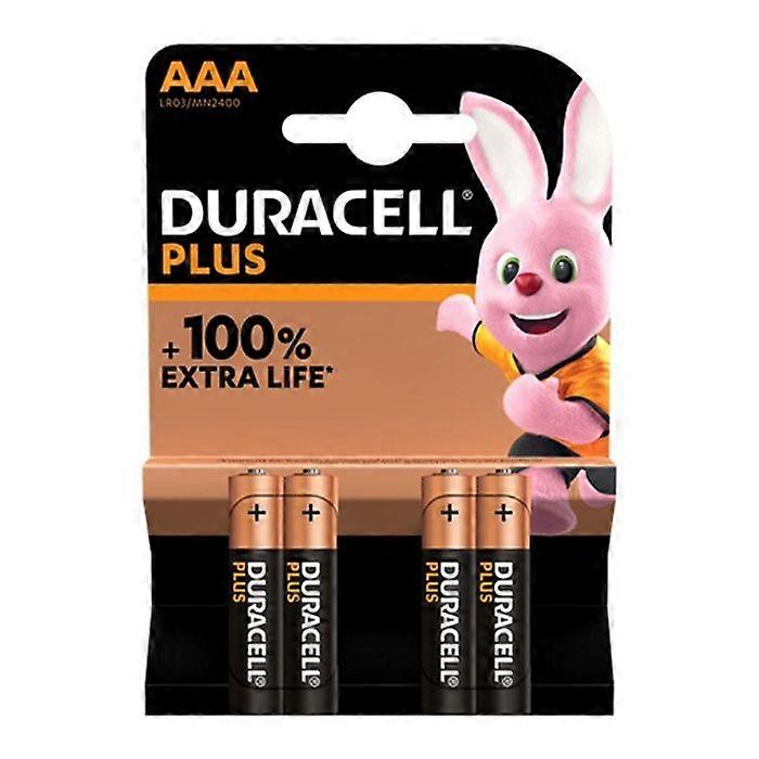 4 pilas alcalinas DURACELL 100% Plus LR03/AAA (1.5V)