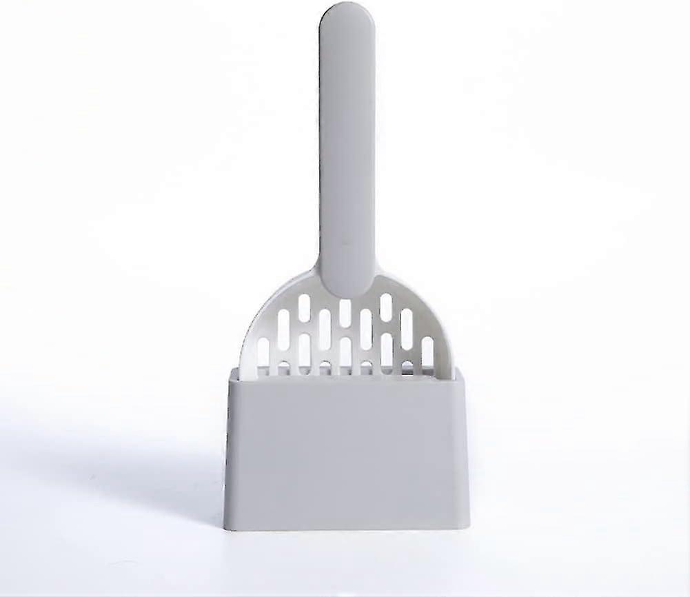 Gray Cat Litter Scooper - High Quality ABS Plastic Cleaning Tool - Durable and Easy to Clean - 1 Piece (with Base)