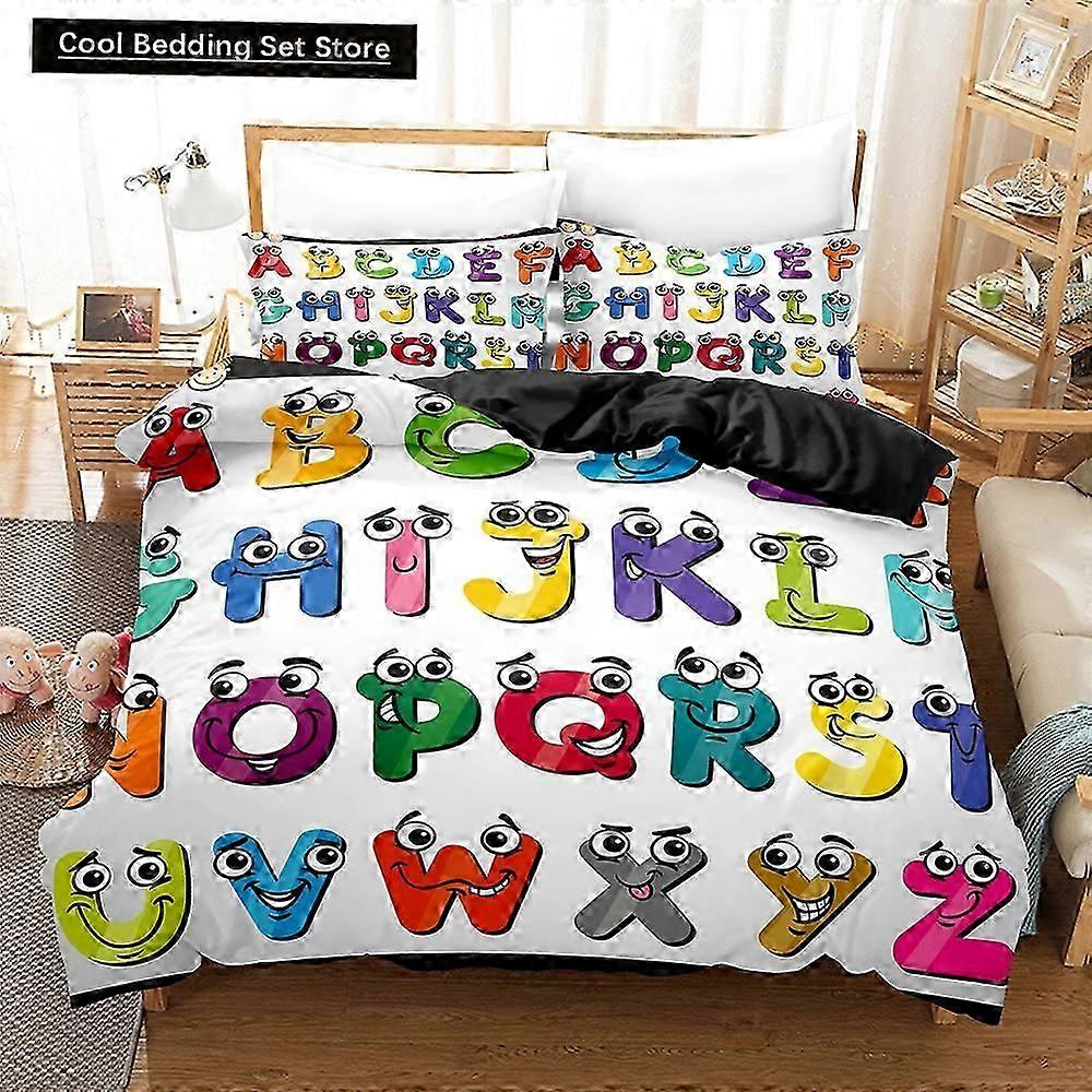 m531 Lençóis 2024 Alphabet Lore Conjunto de Cama Twin Full Size Conjunto de Cama Crianças Meninas Meninos Conjuntos de Capa de Edredão de Quarto Lençóis de Roupa de Cama de Anime ggt531