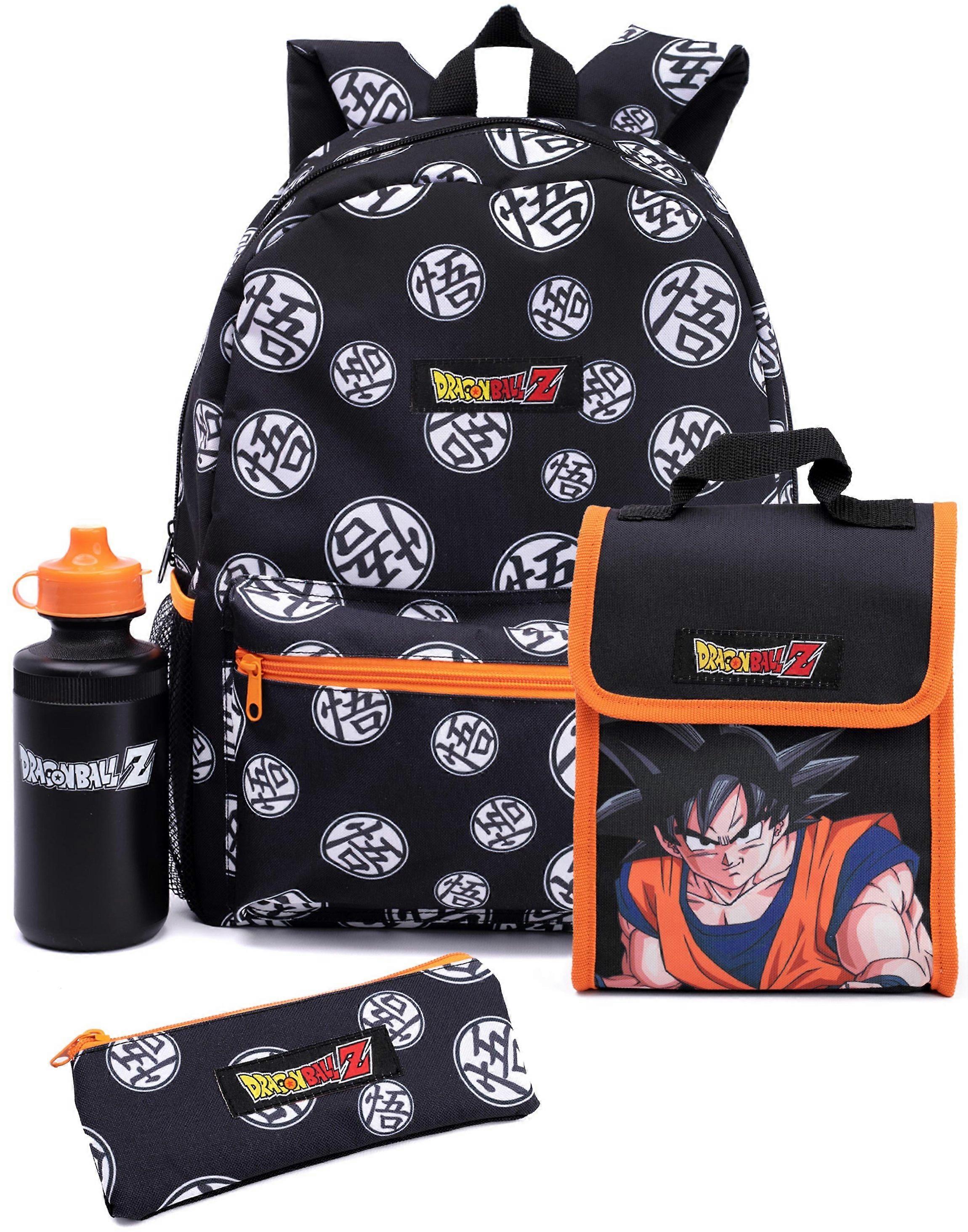 Dragon Ball Z Boys 4 Piece Backpack Set Black Goku