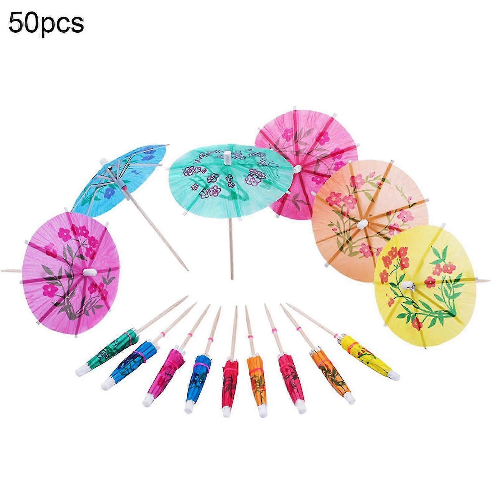 50-Piece Assorted Color Cake and Fruit Cocktail Topper Umbrellas Creative and Lightweight for Parties by KAESI