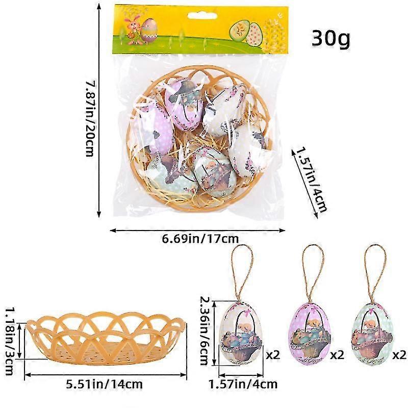 6pcs/set Foam Easter Eggs Bunny Painted Bird Pigeon Eggs Easter Hanging