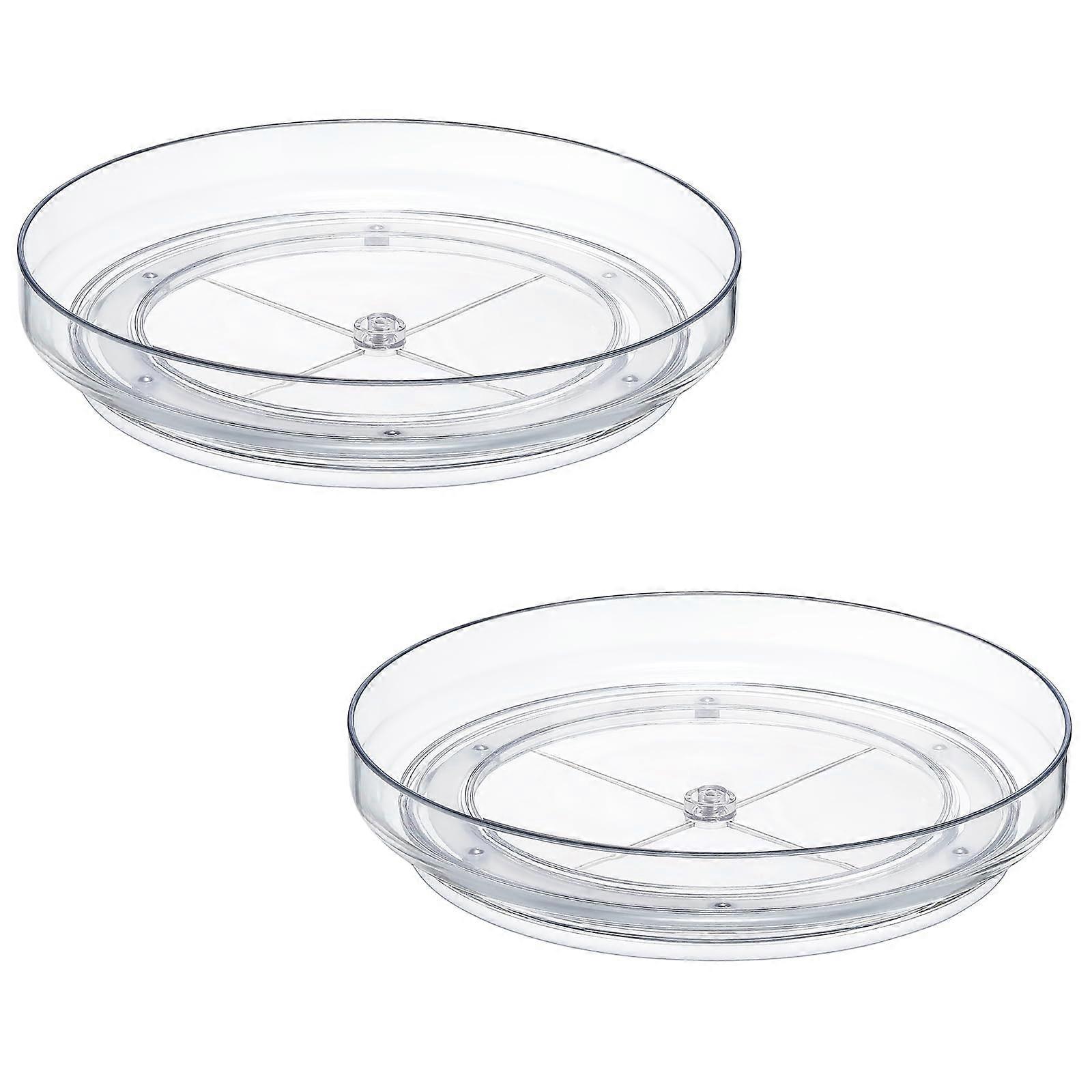 9 Inch Clear Acrylic Lazy Susan Set of 2 for Kitchen Use - Round Turntable Organizer, Non-Slip Base, Dining Table Storage