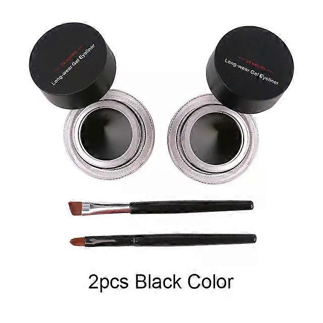 Shibingsheng Music Flower Eye Makeup 2 in 1 Brown Black Gel Eyeliner Cream Water-proof Creamy Texture Eye Liner Set With Brushes