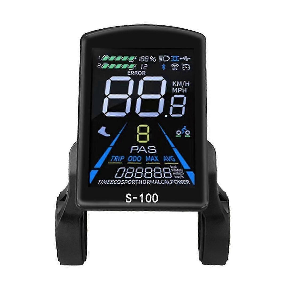 Electric Bicycle S-100 LCD Display Control Speedometer for 24V - 72V
