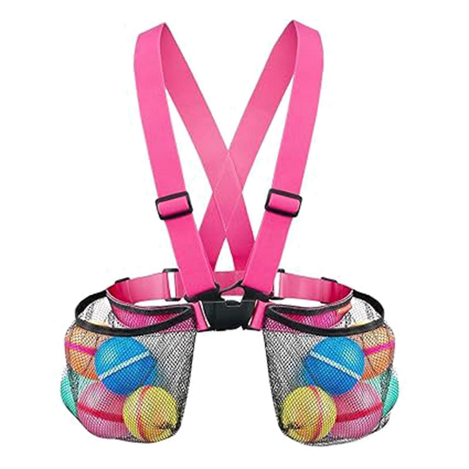 Portable Mesh Cloth Beach Bag Large Capacity Mesh Backpack Swimming Pool Toy Water Balloon Bag Easy to Carry Pink
