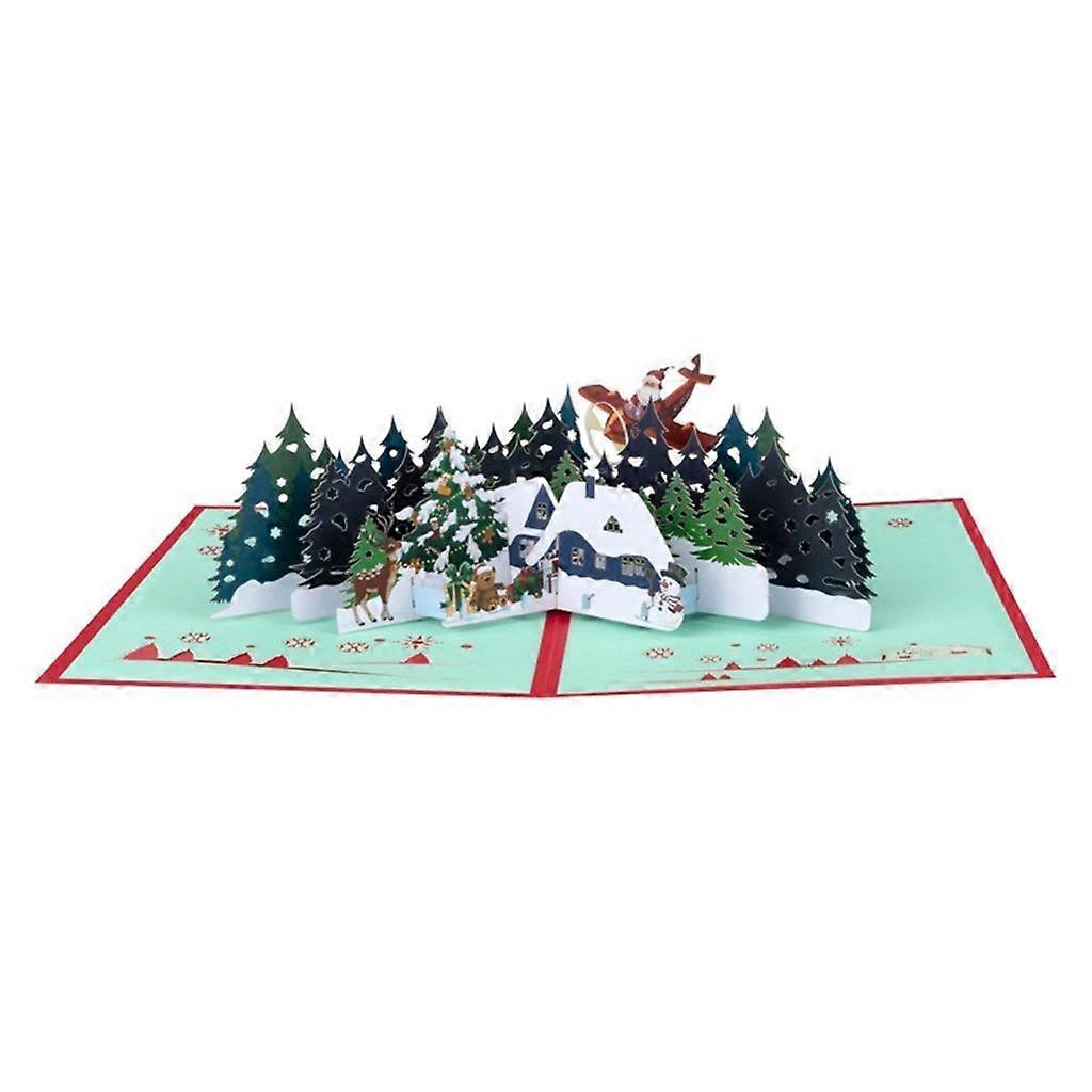 Christmas Theme Card with Envelope Handmade Foldable Forests Greeting Postcard