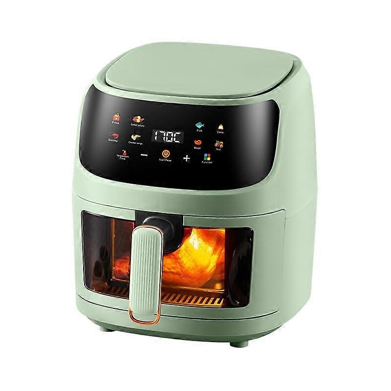 Glass Air Fryer, 4.5QT Smart Compact Air Fryer, 1350W, 8 Cooking Functions, Touch Screen, Viewing Window, Dishwasher Safe, Green