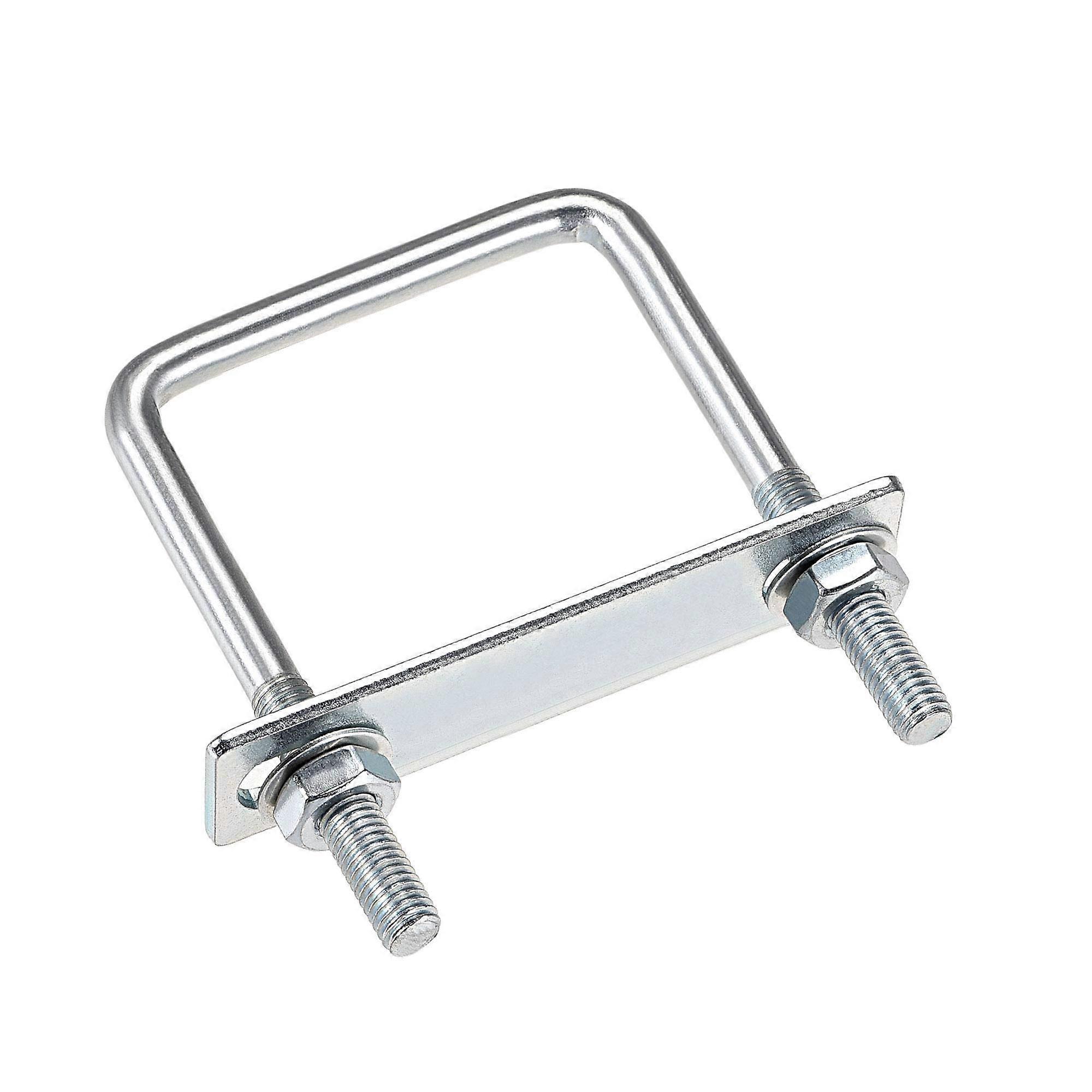 Square UBolts 23/8'(60mm) Inner Width 100mm Length Carbon Steel M8 with Nuts, Frame Plate, Round Washers 4 Set