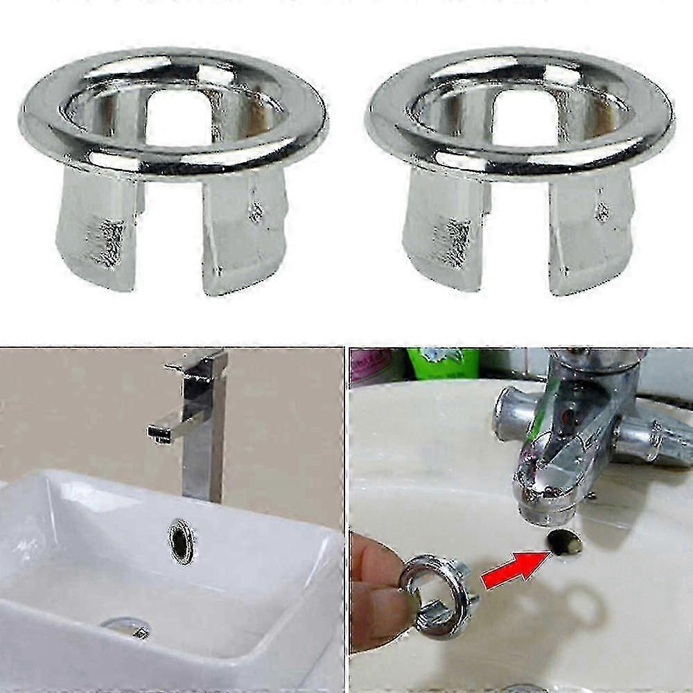 Bathroom Basin Sink Overflow Trim Ring Chrome Hole Cover Top Inserts Round Cap